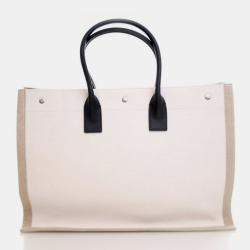 Pre Owned Saint Laurent Large Canvas Rive Gauche Tote