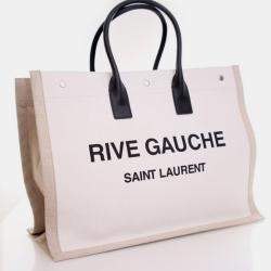 Pre Owned Saint Laurent Large Canvas Rive Gauche Tote