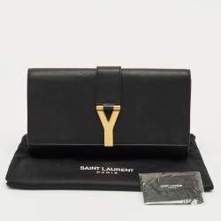 Pre Owned Saint Laurent Black Leather Y-Ligne Clutch