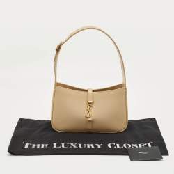 Pre Owned Saint Laurent Cream Leather LE 5 À 7 Shoulder Bag
