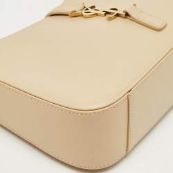 Pre Owned Saint Laurent Cream Leather LE 5 À 7 Shoulder Bag