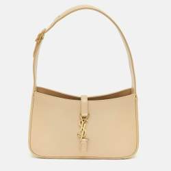 Pre Owned Saint Laurent Cream Leather LE 5 À 7 Shoulder Bag