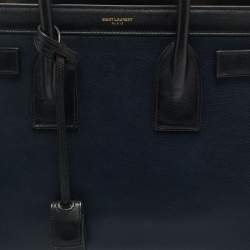Pre Owned Saint Laurent Black/Navy Blue Leather Small Classic Sac de Jour Tote