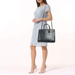 Pre Owned Saint Laurent Black/Navy Blue Leather Small Classic Sac de Jour Tote