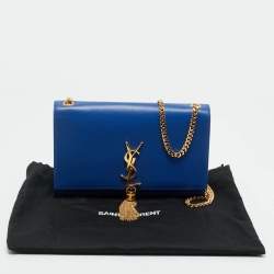 Pre Owned Saint Laurent Blue Leather Medium Kate Tassel Shoulder Bag