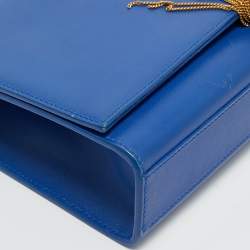 Pre Owned Saint Laurent Blue Leather Medium Kate Tassel Shoulder Bag