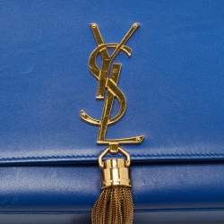Pre Owned Saint Laurent Blue Leather Medium Kate Tassel Shoulder Bag
