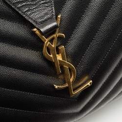 Pre Owned Saint Laurent Black Matelasse Leather Cassandre Shopper Tote