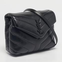 Pre Owned Saint Laurent Black Matelassé Leather Toy Loulou Crossbody Bag