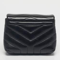 Pre Owned Saint Laurent Black Matelassé Leather Toy Loulou Crossbody Bag