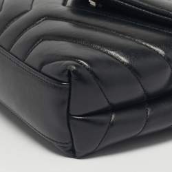 Pre Owned Saint Laurent Black Matelassé Leather Toy Loulou Crossbody Bag