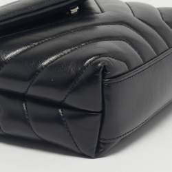 Pre Owned Saint Laurent Black Matelassé Leather Toy Loulou Crossbody Bag