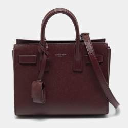 Pre Owned Saint Laurent Burgundy Leather Nano Classic Sac De Jour Tote