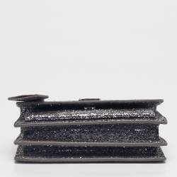Pre Owned Saint Laurent Silver Glitter Leather Small Sunset Chain Shoulder Bag