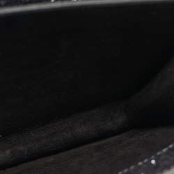 Pre Owned Saint Laurent Silver Glitter Leather Small Sunset Chain Shoulder Bag