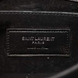 Pre Owned Saint Laurent Silver Glitter Leather Small Sunset Chain Shoulder Bag
