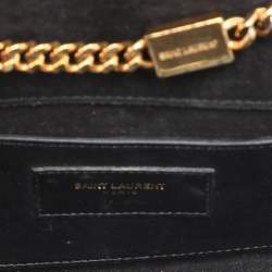 Pre Owned Saint Laurent Paris Silver Metallic Leather Small Kate Shoulder Bag