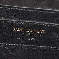 Pre Owned Saint Laurent Paris Silver Metallic Leather Small Kate Shoulder Bag