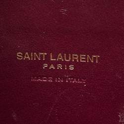 Pre Owned Saint Laurent Burgundy Croc Embossed Leather Baby Sac de Jour Tote