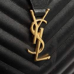 Pre Owned Saint Laurent Black Matelassé Leather Cassandre Shopper Tote