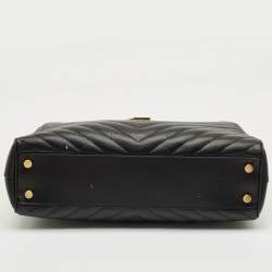 Pre Owned Saint Laurent Black Matelassé Leather Cassandre Shopper Tote