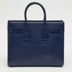 Pre Owned Saint Laurent Navy Blue Leather Small Classic Sac De Jour Tote