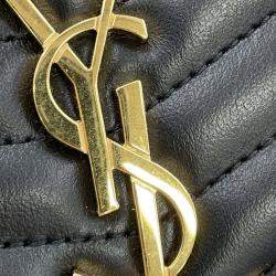 Pre Owned Saint Laurent Paris Lou Mini Bag Black Calf Leather