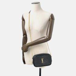 Pre Owned Saint Laurent Paris Lou Mini Bag Black Calf Leather