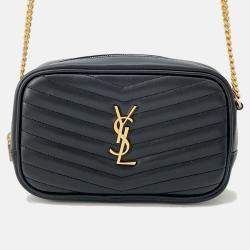 Pre Owned Saint Laurent Paris Lou Mini Bag Black Calf Leather