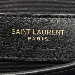 Pre Owned Saint Laurent Black Matelassé Leather Mini Loulou Shoulder Bag