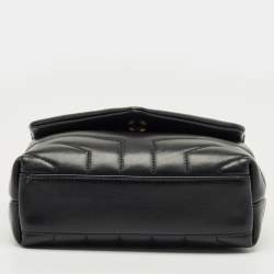 Pre Owned Saint Laurent Black Matelassé Leather Mini Loulou Shoulder Bag