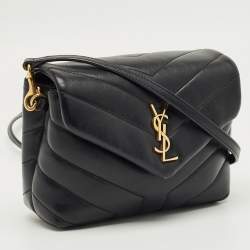 Pre Owned Saint Laurent Black Matelassé Leather Mini Loulou Shoulder Bag