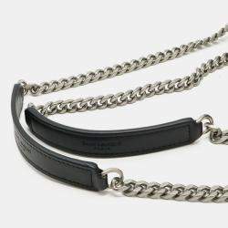 Pre Owned Yves Saint Laurent Lulu Medium Chain Shoulder Bag In Y-Quilted Leather Black