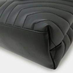 Pre Owned Yves Saint Laurent Lulu Medium Chain Shoulder Bag In Y-Quilted Leather Black