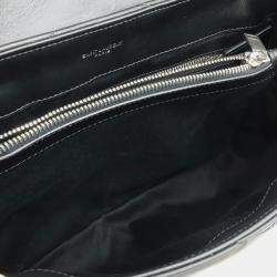 Pre Owned Yves Saint Laurent Lulu Medium Chain Shoulder Bag In Y-Quilted Leather Black