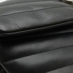 Pre Owned Yves Saint Laurent Lulu Medium Chain Shoulder Bag In Y-Quilted Leather Black