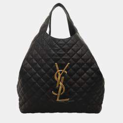 Pre Owned Icare Maxi Quilted Lambskin Black Shopping Bag