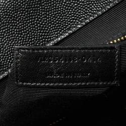 Pre Owned Saint Laurent Black Chevron Leather Large Monogram Envelope Shoulder Bag