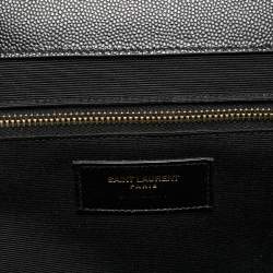 Pre Owned Saint Laurent Black Chevron Leather Large Monogram Envelope Shoulder Bag