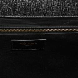Pre Owned Saint Laurent Black Chevron Leather Large Monogram Envelope Shoulder Bag