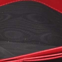 Pre Owned Saint Laurent Red Matelassé Leather Cassandre Wallet on Chain