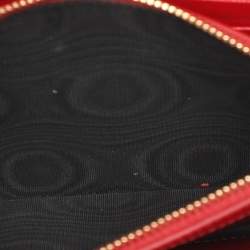 Pre Owned Saint Laurent Red Matelassé Leather Cassandre Wallet on Chain