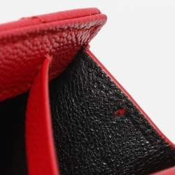 Pre Owned Saint Laurent Red Matelassé Leather Cassandre Wallet on Chain