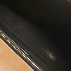Pre Owned Saint Laurent Brown Chevron Leather Large Monogram Envelope Shoulder Bag