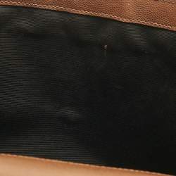 Pre Owned Saint Laurent Brown Chevron Leather Large Monogram Envelope Shoulder Bag