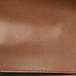Pre Owned Saint Laurent Brown Chevron Leather Large Monogram Envelope Shoulder Bag
