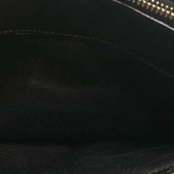 Pre Owned Saint Laurent Black Matelassé Leather Monogram Wristlet Pouch