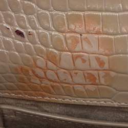 Pre Owned Saint Laurent Taupe Croc Embossed Leather Medium Sunset Shoulder Bag