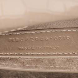Pre Owned Saint Laurent Taupe Croc Embossed Leather Medium Sunset Shoulder Bag