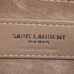 Pre Owned Saint Laurent Taupe Croc Embossed Leather Medium Sunset Shoulder Bag